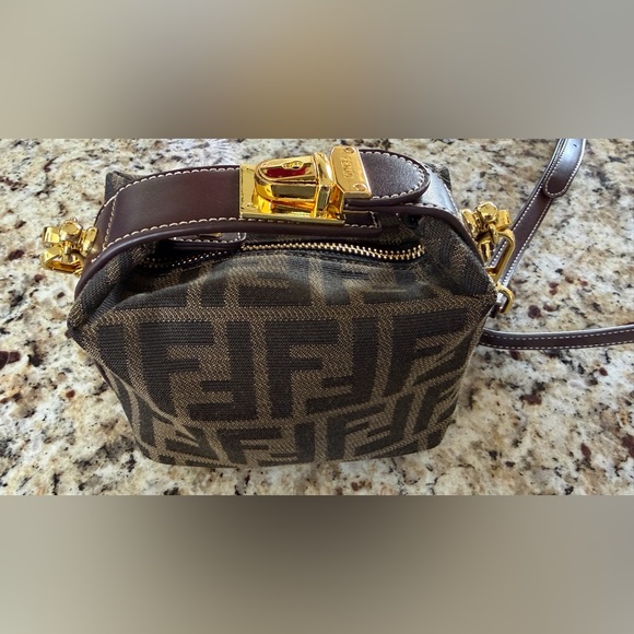 Fashion Zucca Mini Bag Canvas Mono Leather Gold Hardware - Picture 7 of 12